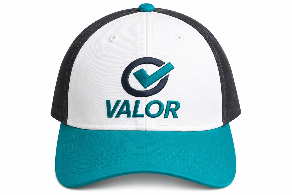 Gorra bordada VALOR - blanca/turquesa